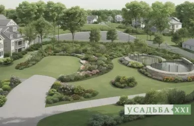 Цветовое оформление вокруг водоема